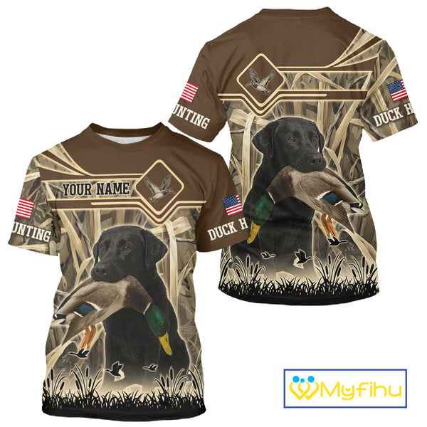 Mallard Duck Hunting Camouflage Shirt With Black Labrador Retriever, Duck Hunting Season NHT119