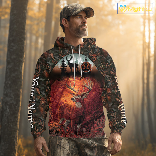 Best Deer Hunting Shirt 3D All-Over Print with Deer Forest Camo Perfect for Deer Season NHT27