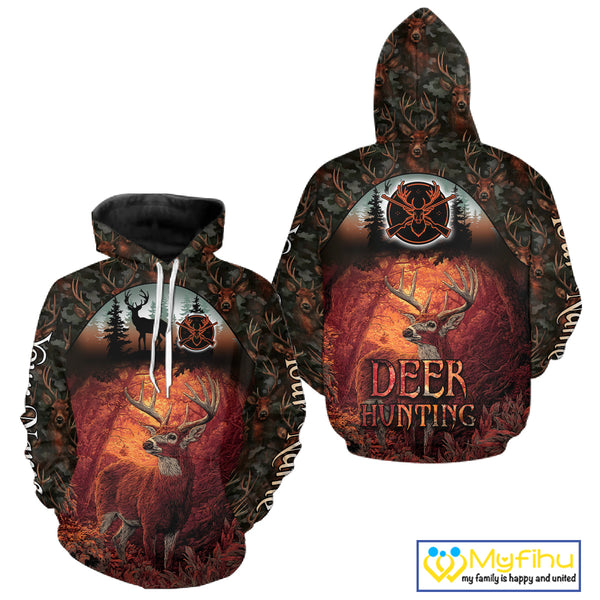 Best Deer Hunting Shirt 3D All-Over Print with Deer Forest Camo Perfect for Deer Season NHT27