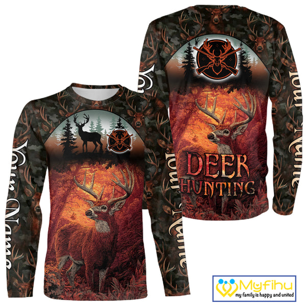 Best Deer Hunting Shirt 3D All-Over Print with Deer Forest Camo Perfect for Deer Season NHT27