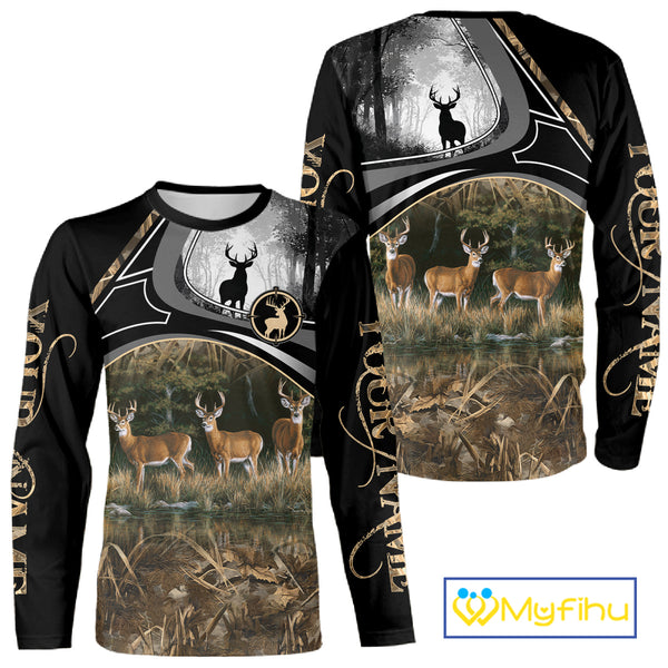 Personalized Whitetail Deer Hunting 3D All Over Printed Hoodie Brown Camouflage, Hunting Gift NHT366