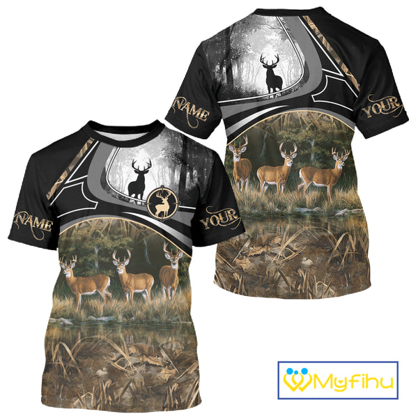 Personalized Whitetail Deer Hunting 3D All Over Printed Hoodie Brown Camouflage, Hunting Gift NHT366