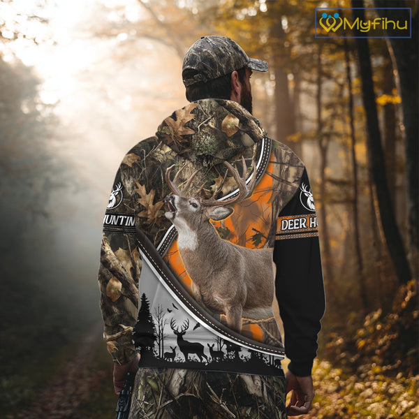 Best Deer Hunting Shirt Orange Brown Camo 3D Custom Name, Season Deer Hunting, Hunting Gifts NHT136