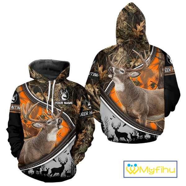 Best Deer Hunting Shirt Orange Brown Camo 3D Custom Name, Season Deer Hunting, Hunting Gifts NHT136