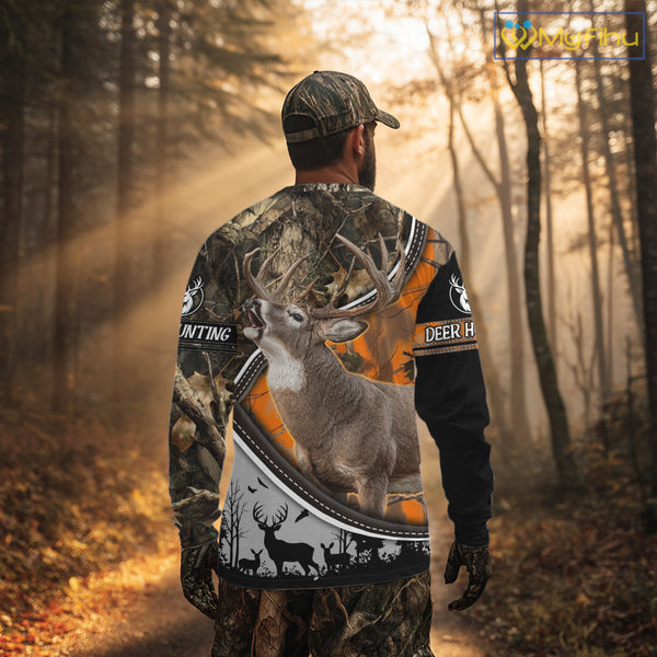 Best Deer Hunting Shirt Orange Brown Camo 3D Custom Name, Season Deer Hunting, Hunting Gifts NHT136