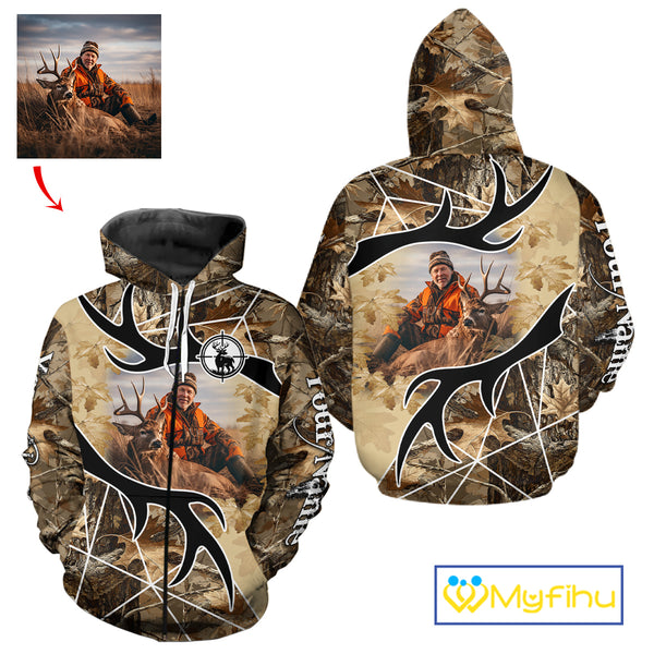 Personalized Deer Hunting Shirt with Your Deer Photo & Name, Full Print 3D Shirt NHT235