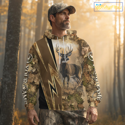 Deer Hunting Custom Name Camouflage Hunting Clothes, Deer Sweatshirt for Men NHT376