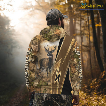 Deer Hunting Custom Name Camouflage Hunting Clothes, Deer Sweatshirt for Men NHT376