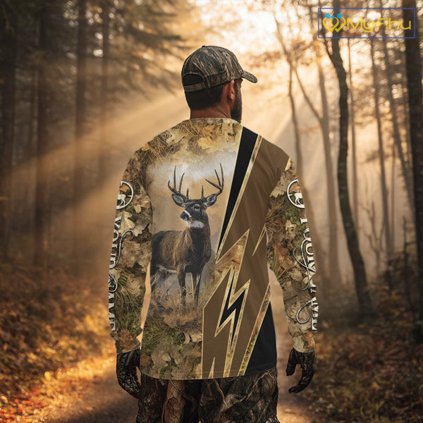 Deer Hunting Custom Name Camouflage Hunting Clothes, Deer Sweatshirt for Men NHT376