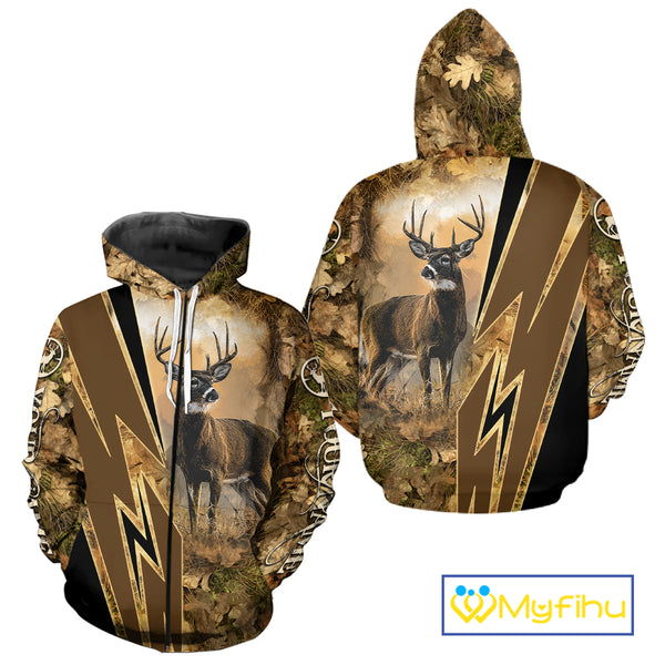 Deer Hunting Custom Name Camouflage Hunting Clothes, Deer Sweatshirt for Men NHT376