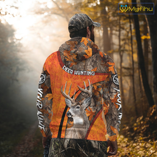 Orange Camo Deer Hunting Shirt, Deer Hunting with Full All - Over 3D For Deer Hunters NHT246