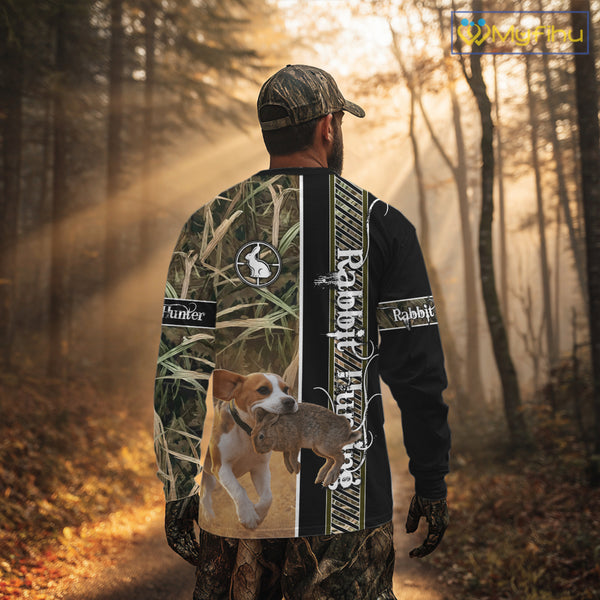 Custom Rabbit Hunting With Beagle Dog Camo 3D All Over Printed Shirt, Hunting Gift NHT161