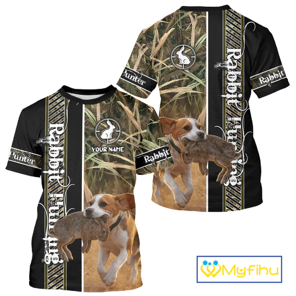 Custom Rabbit Hunting With Beagle Dog Camo 3D All Over Printed Shirt, Hunting Gift NHT161