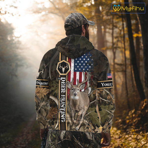 Deer Hunting Shirt US Flag 3D All Over Print, Hunting Clothes for Deer Hunting Season NHT165
