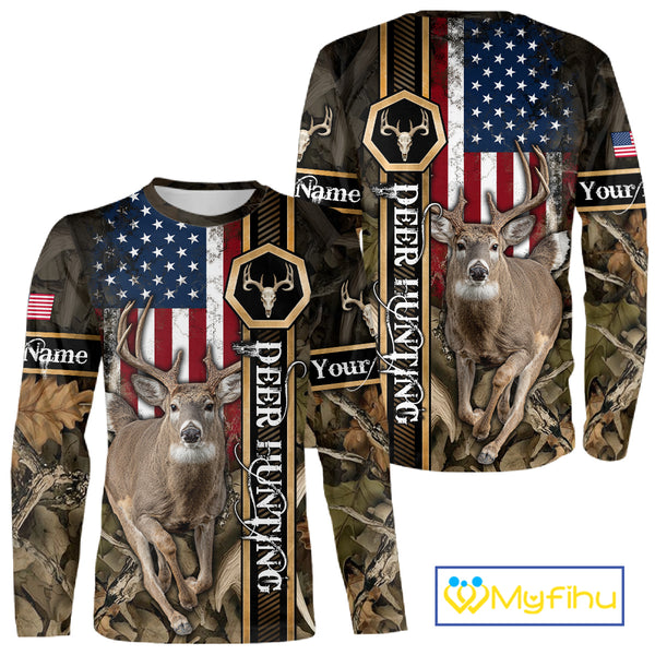 Deer Hunting Shirt US Flag 3D All Over Print, Hunting Clothes for Deer Hunting Season NHT165