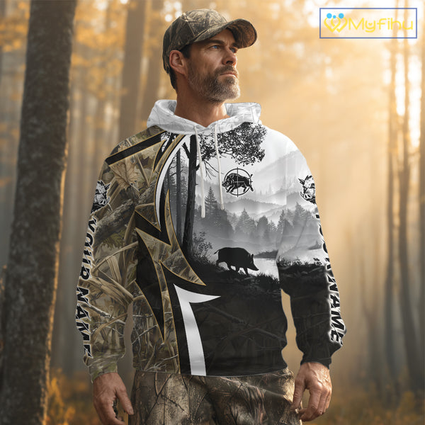 Personalized Wild Hog Hunting Camo Full Printing Shirts, Boar Hunting Shirt NHT319