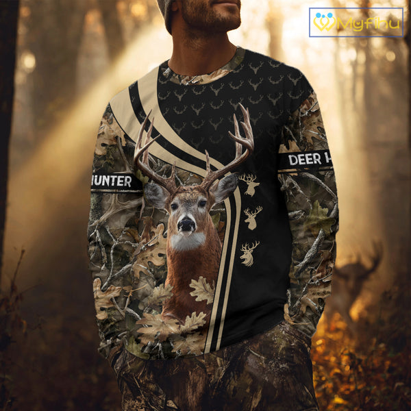 Custom Camo Forest 3D Animal Deer Hunting Shirt Best Hunting Clothes For Season NHT98