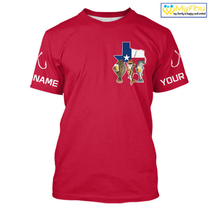 Texas Slam Funny Fishing Redfish, Trout, Flounder Fishing Shirts T - Shirt For Men| Red NHT844