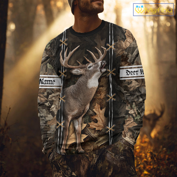 Deer Hunting Camo Customize Name 3D All Over Printed Shirts Personalized Gift For Hunter NHT188
