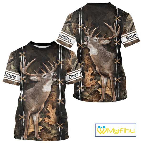 Deer Hunting Camo Customize Name 3D All Over Printed Shirts Personalized Gift For Hunter NHT188