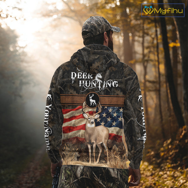 Mule Deer US Flag 3D All Over Print Shirts, Personalized Hunting Gifts For Deer Hunters NHT191