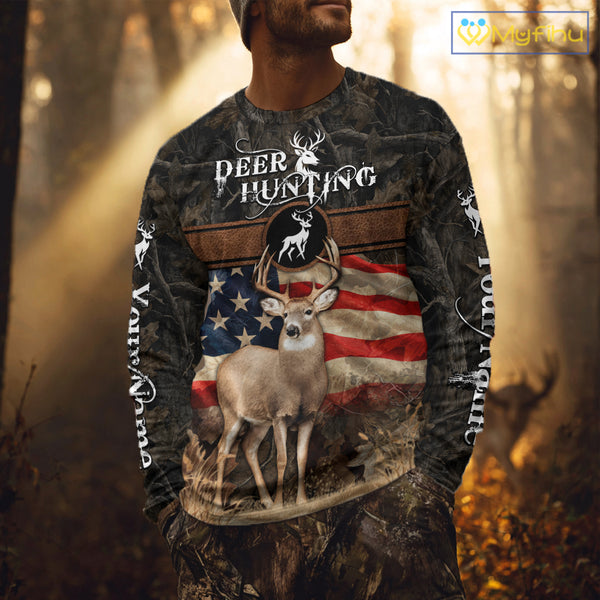 Mule Deer US Flag 3D All Over Print Shirts, Personalized Hunting Gifts For Deer Hunters NHT191