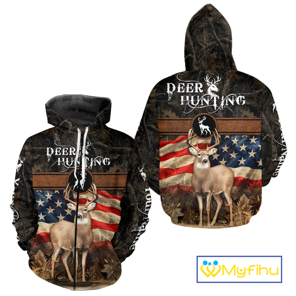 Mule Deer US Flag 3D All Over Print Shirts, Personalized Hunting Gifts For Deer Hunters NHT191