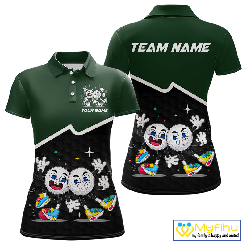 Custom Green And Black Womens Sleeveless Golf Polo Shirt, Custom Golf Balls Team Jerseys NHT865