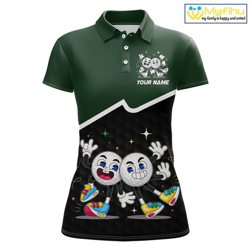 Custom Green And Black Womens Sleeveless Golf Polo Shirt, Custom Golf Balls Team Jerseys NHT865