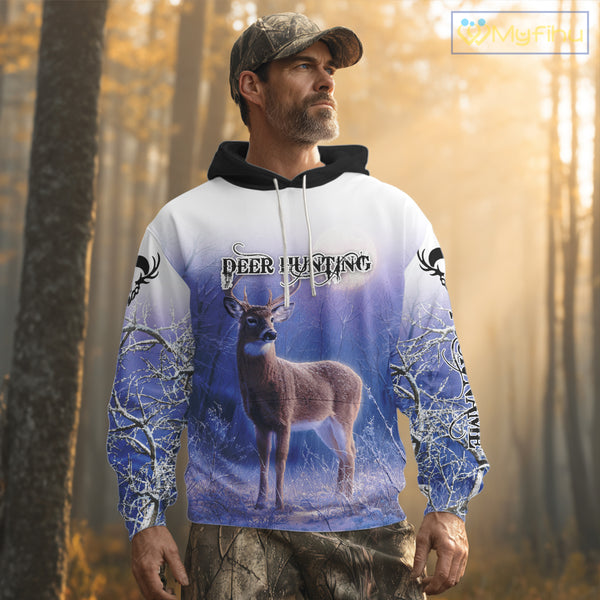 Deer Hunting Winter Hoodie, Long Sleeve Shirt – Personalized Team Name, For Deer Hunters NHT08