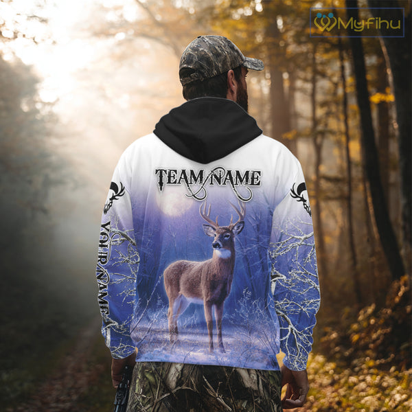 Deer Hunting Winter Hoodie, Long Sleeve Shirt – Personalized Team Name, For Deer Hunters NHT08
