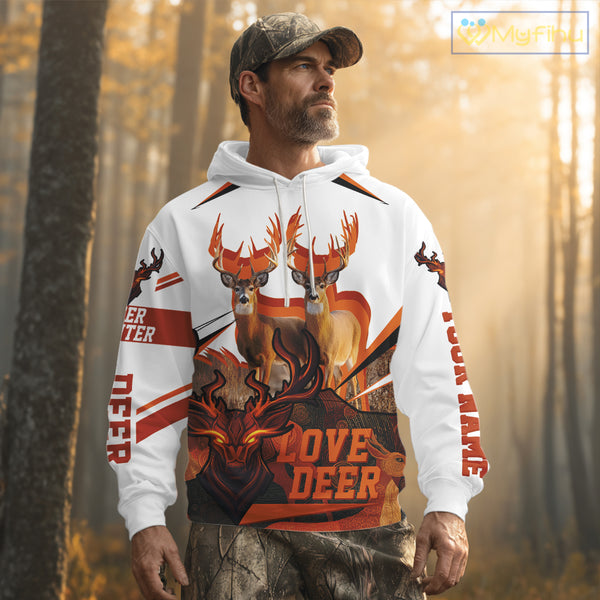 White-tailed Deer Buck Pair 3D Printed Orange Shirt – Personalized Gifts for Deer Hunters NHT11