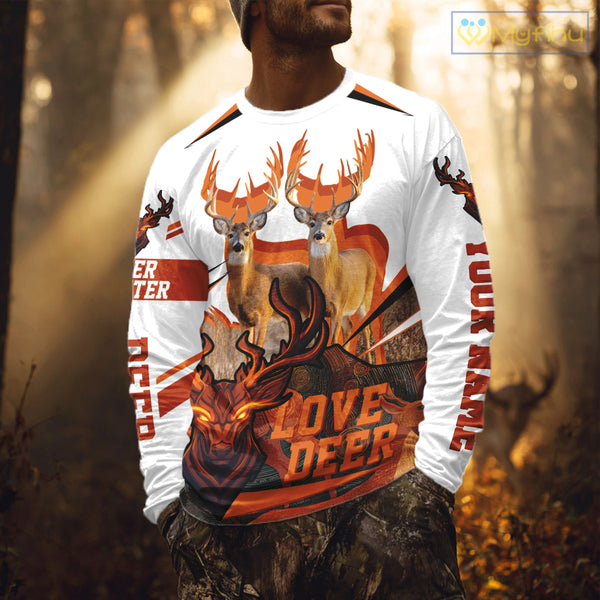 White-tailed Deer Buck Pair 3D Printed Orange Shirt – Personalized Gifts for Deer Hunters NHT11