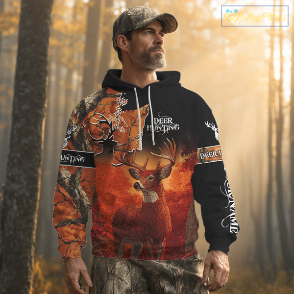 Best Custom Deer Hunting Shirt 3D All Over Print Autumn Forest Big Buck Personalized Gifts NHT35