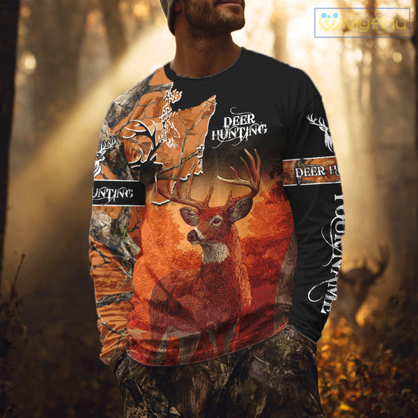 Best Custom Deer Hunting Shirt 3D All Over Print Autumn Forest Big Buck Personalized Gifts NHT35