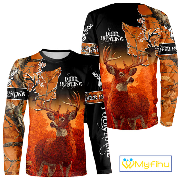 Best Custom Deer Hunting Shirt 3D All Over Print Autumn Forest Big Buck Personalized Gifts NHT35