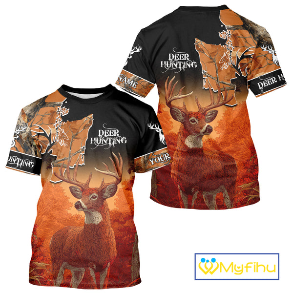 Best Custom Deer Hunting Shirt 3D All Over Print Autumn Forest Big Buck Personalized Gifts NHT35