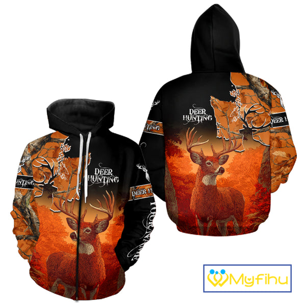 Best Custom Deer Hunting Shirt 3D All Over Print Autumn Forest Big Buck Personalized Gifts NHT35