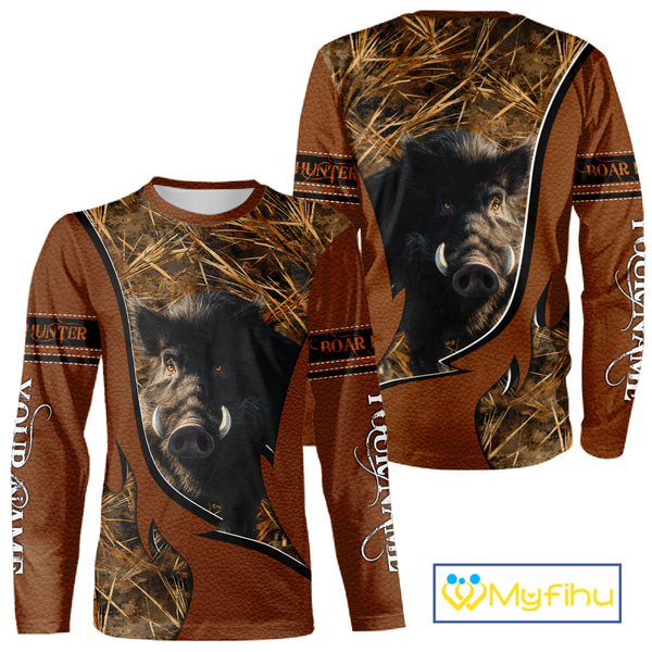 Boar Hunting Brown Camouflage 3D Shirt For Hunting Season Hunting Clothes For Hunters NHT138