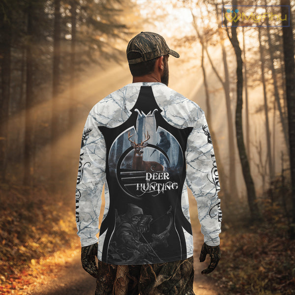 Best Buck Deer Hunting Clothes Winter Camo Grim Reaper Design Custom Name For Hunters NHT44