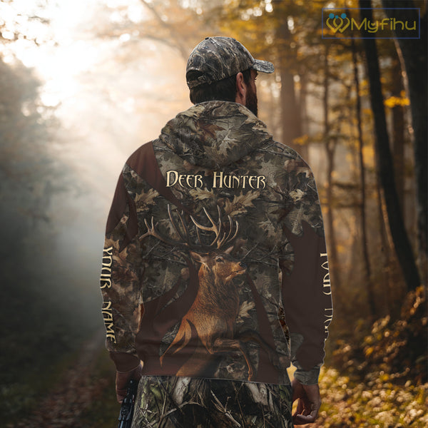 Personalized Red Deer Hunting Camo Full Printing Shirts Deer Hunting Gift for Hunters NHT144