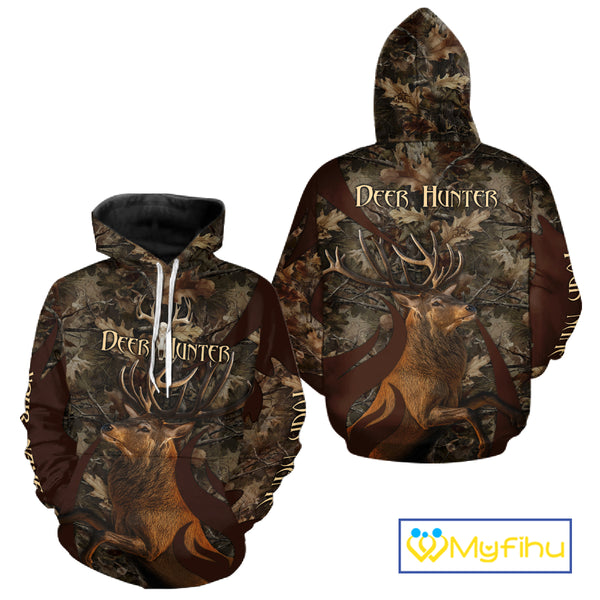 Personalized Red Deer Hunting Camo Full Printing Shirts Deer Hunting Gift for Hunters NHT144