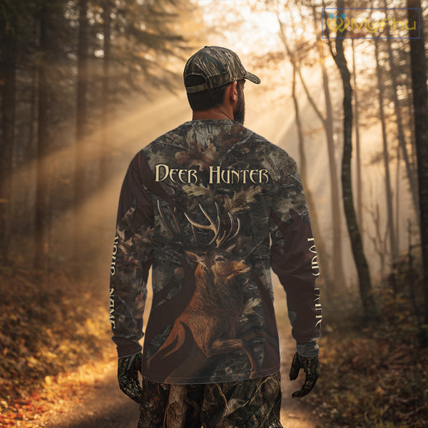 Personalized Red Deer Hunting Camo Full Printing Shirts Deer Hunting Gift for Hunters NHT144