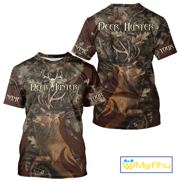 Personalized Red Deer Hunting Camo Full Printing Shirts Deer Hunting Gift for Hunters NHT144