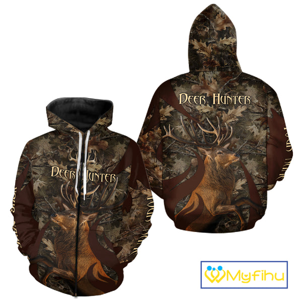 Personalized Red Deer Hunting Camo Full Printing Shirts Deer Hunting Gift for Hunters NHT144