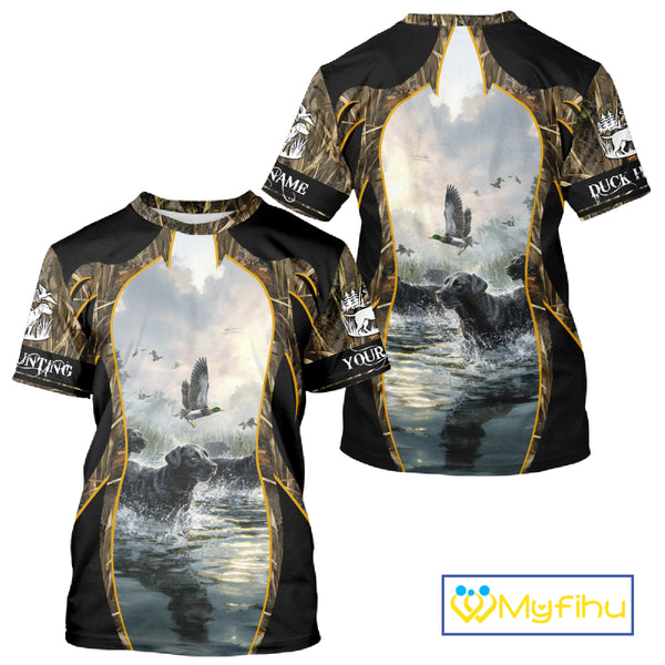 Duck Hunting Grass Camo with Black Labrador Retriever 3D Shirts, Hunting Gifts NBT140