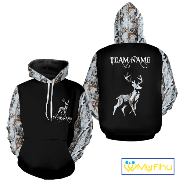 Best Deer Hunting Snow Camo Custom Name 3D all over printed Shirt, Deer hunting gifts NHT50