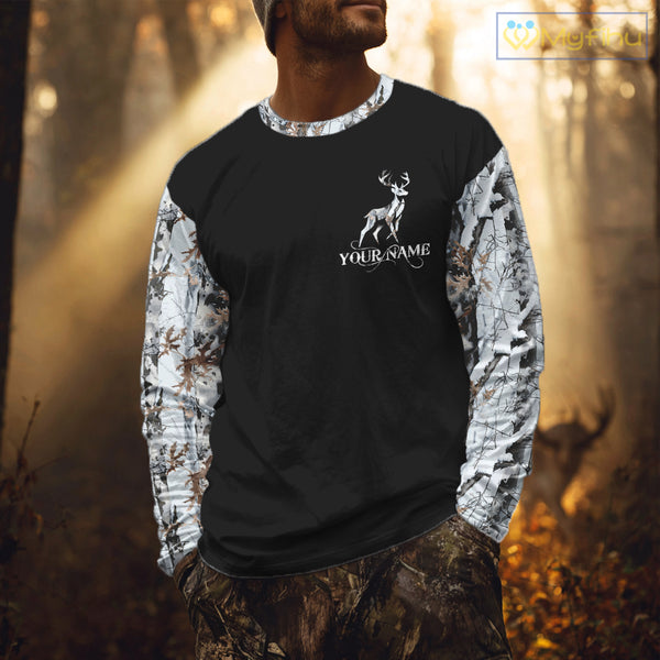 Best Deer Hunting Snow Camo Custom Name 3D all over printed Shirt, Deer hunting gifts NHT50