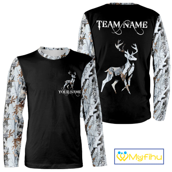 Best Deer Hunting Snow Camo Custom Name 3D all over printed Shirt, Deer hunting gifts NHT50