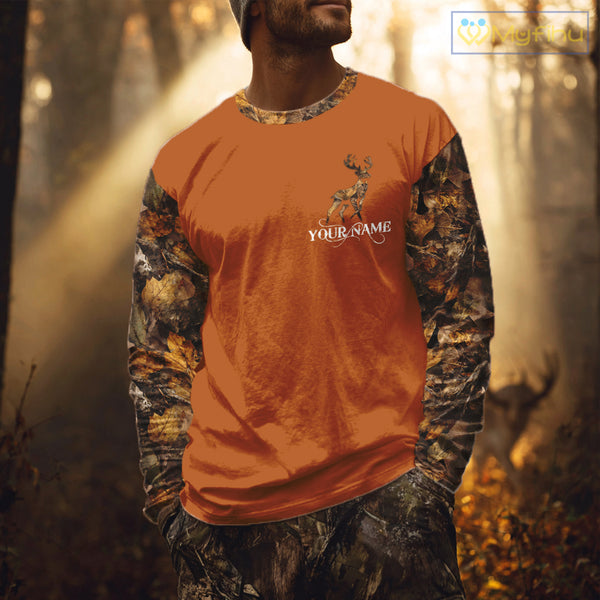 Best Deer Hunting Orange Camouflage Custom Name 3D All-Over Printed Shirt, Deer Hunting Gifts NHT51